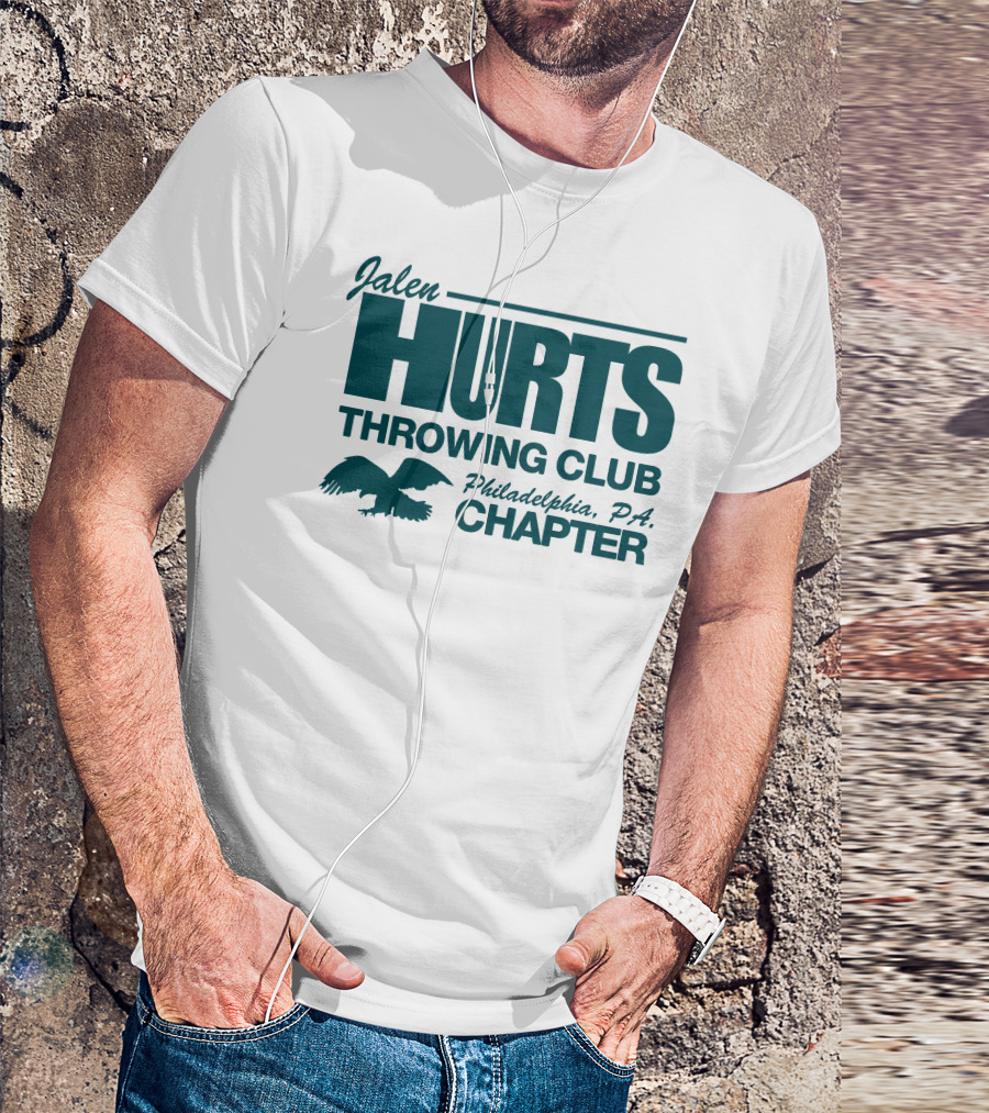 Jalen Hurts Throwing Club Philadelphia PA Chapter Eagles Fan Gear T-Shirt