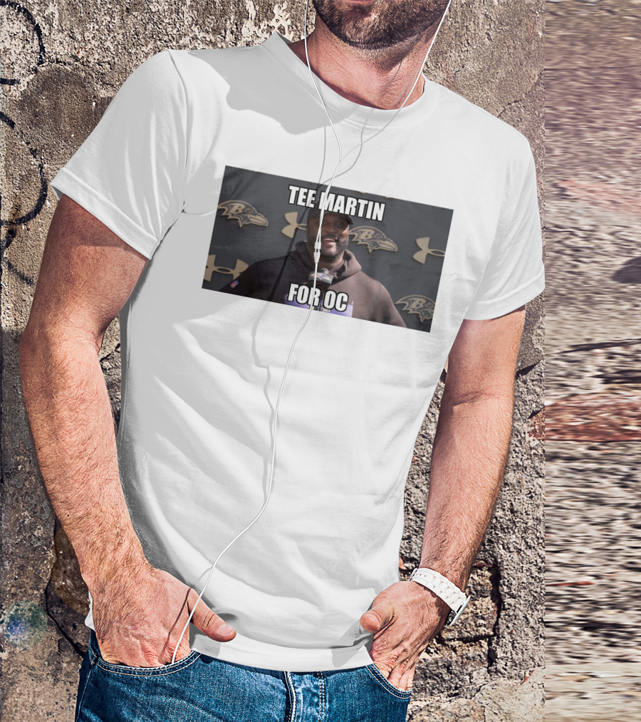 Tee Martin For OC Baltimore Ravens Coach Under Armour Background T-Shirt
