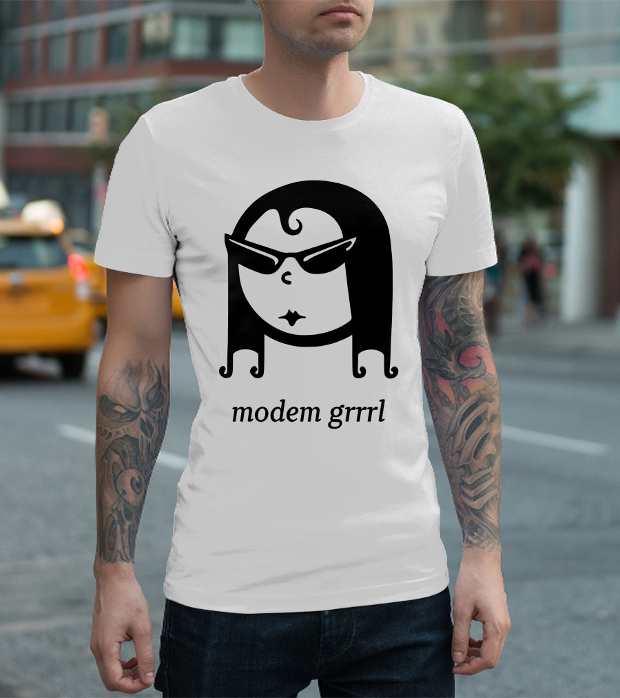 Modem Grrrl Sunglasses Illustrative T-Shirt