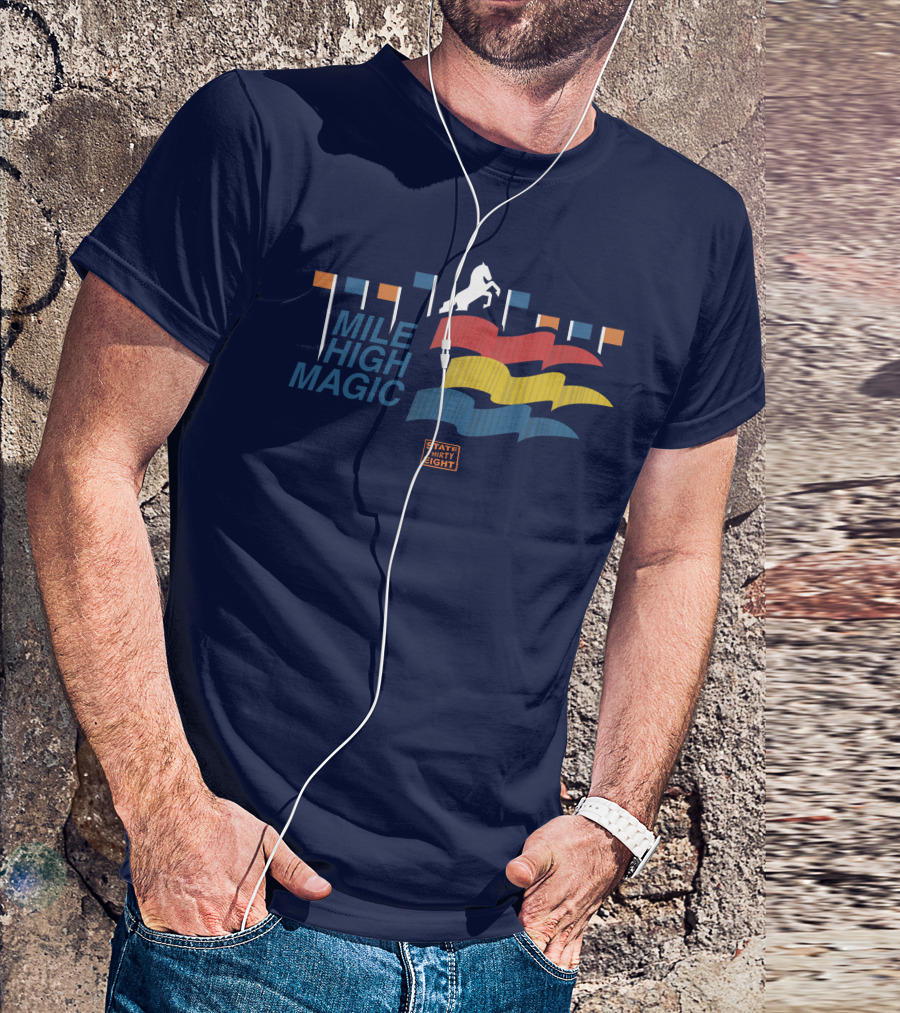 State Thirty Eight Mile High Magic Horse And Flag Elements T-Shirt