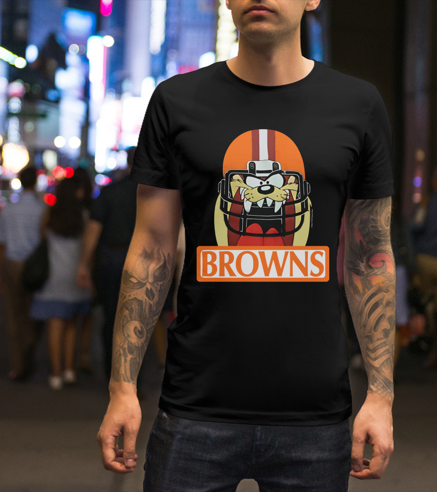 1993 Cleveland Browns Warner Bros Tazmanian Taz Devil Helmet Browns T-Shirt