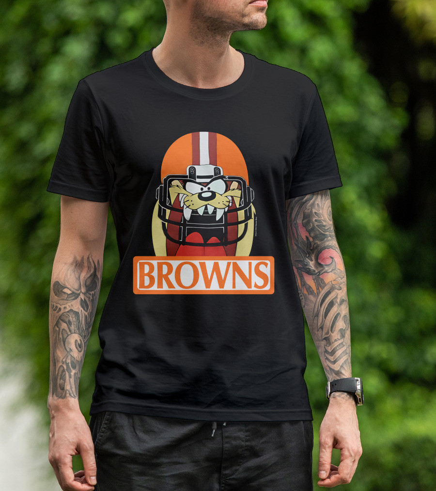 1993 Cleveland Browns Warner Bros Tazmanian Taz Devil Helmet Browns T-Shirt