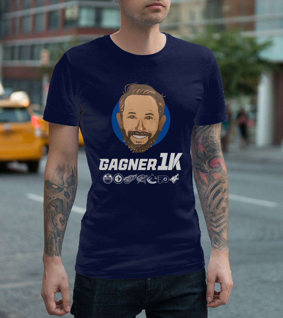 Gagner 1K Congrats Gags 1000 Career NHL Games Oilers Jets Red Wings Blue Jackets Canucks Flyers Coyotes T-Shirt