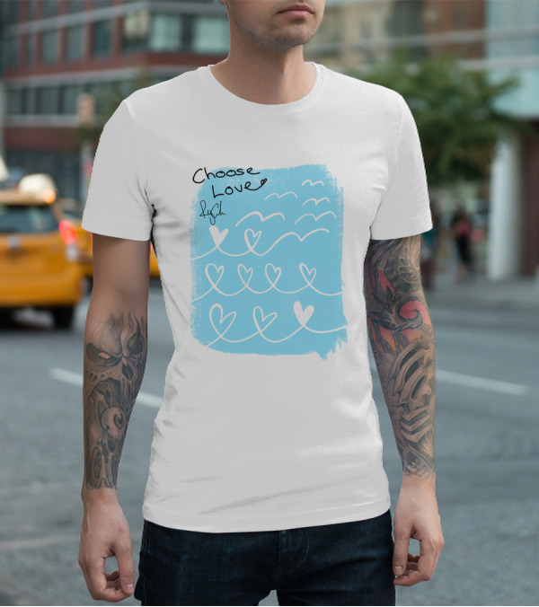 Freddy Carter Everpress Choose Love Heart Waves Blue Print T-Shirt