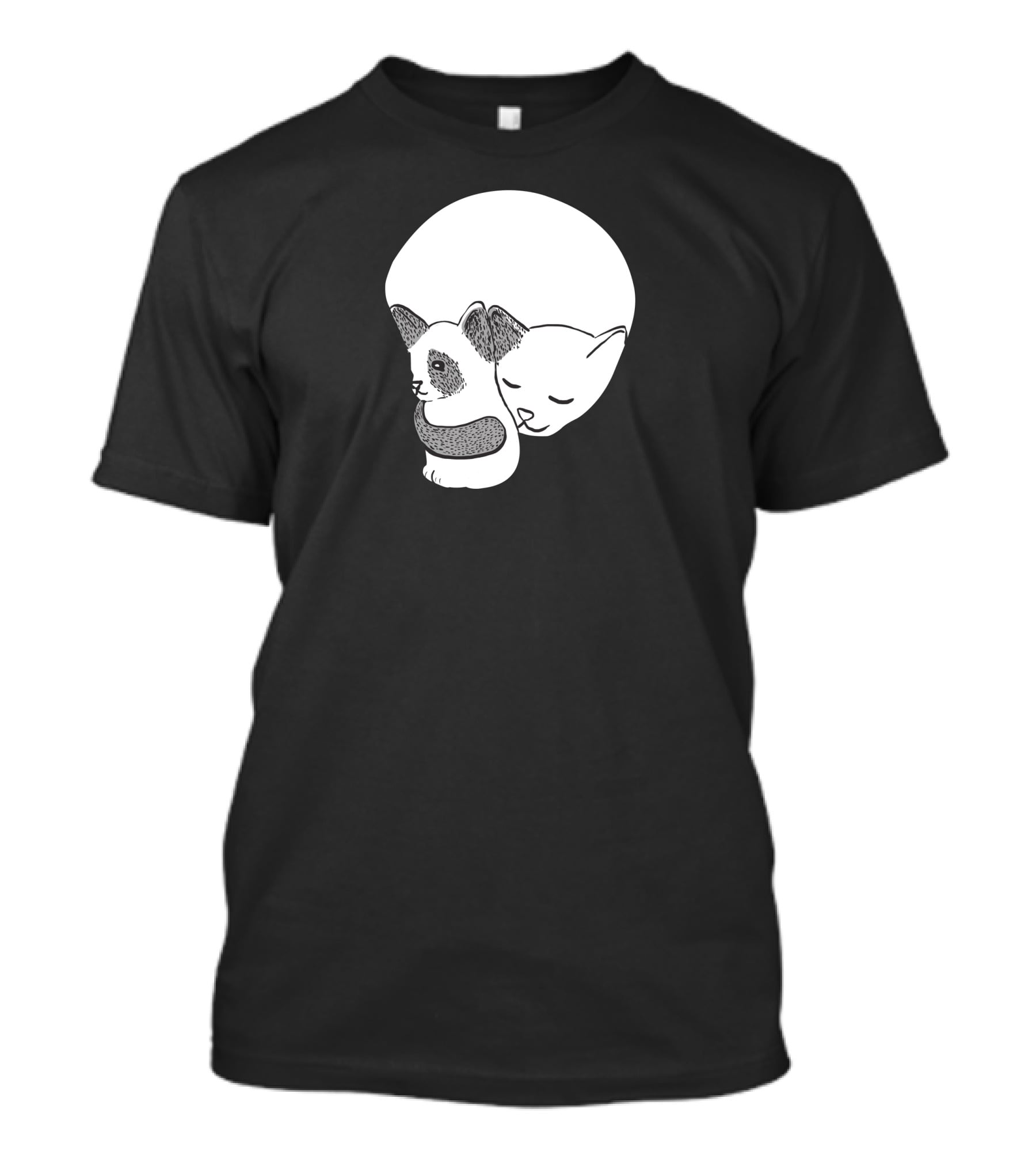 Small Kitten Under Love Lock Yin Yang Cats T-Shirt