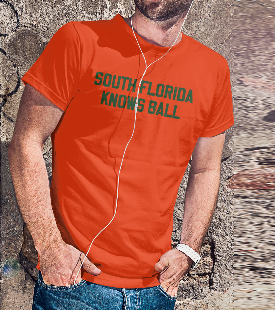 South Florida Knows Ball Bold Green Text On Orange T-Shirt