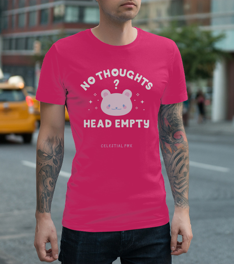 No Thoughts Head Empty Bear With Celestial Fox Stars T-Shirt