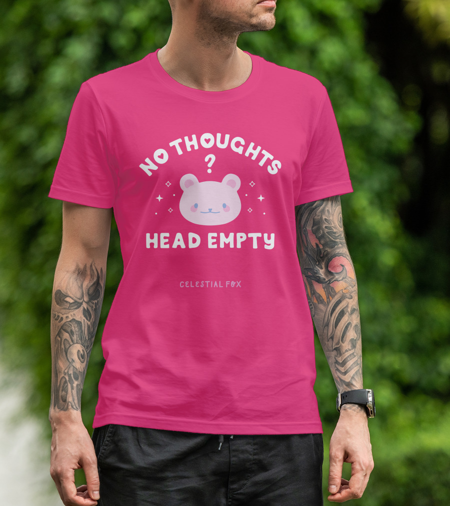No Thoughts Head Empty Bear With Celestial Fox Stars T-Shirt