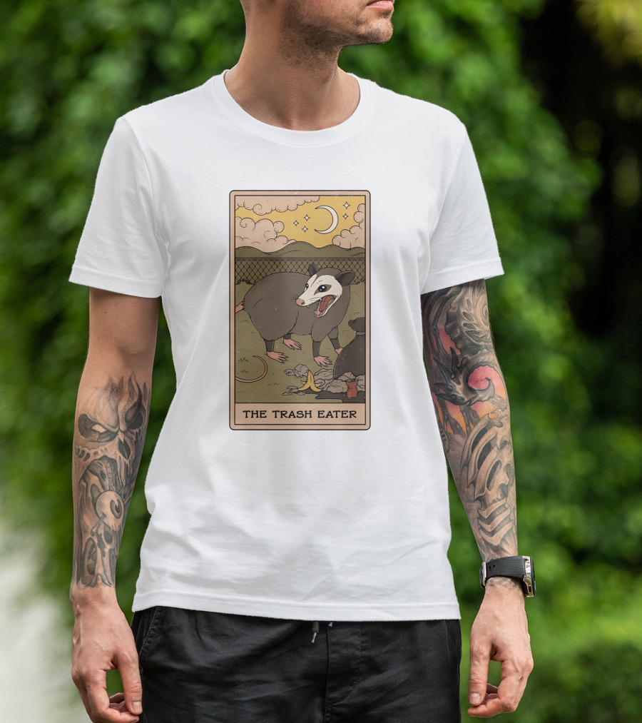 The Trash Eater Tarot Moon And Opossum Card T-Shirt