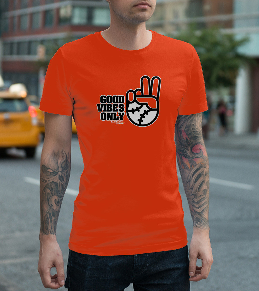 GOOD VIBES ONLY RAKE BASEBALL COMPANY PEACE SIGN BASEBALL T-Shirt