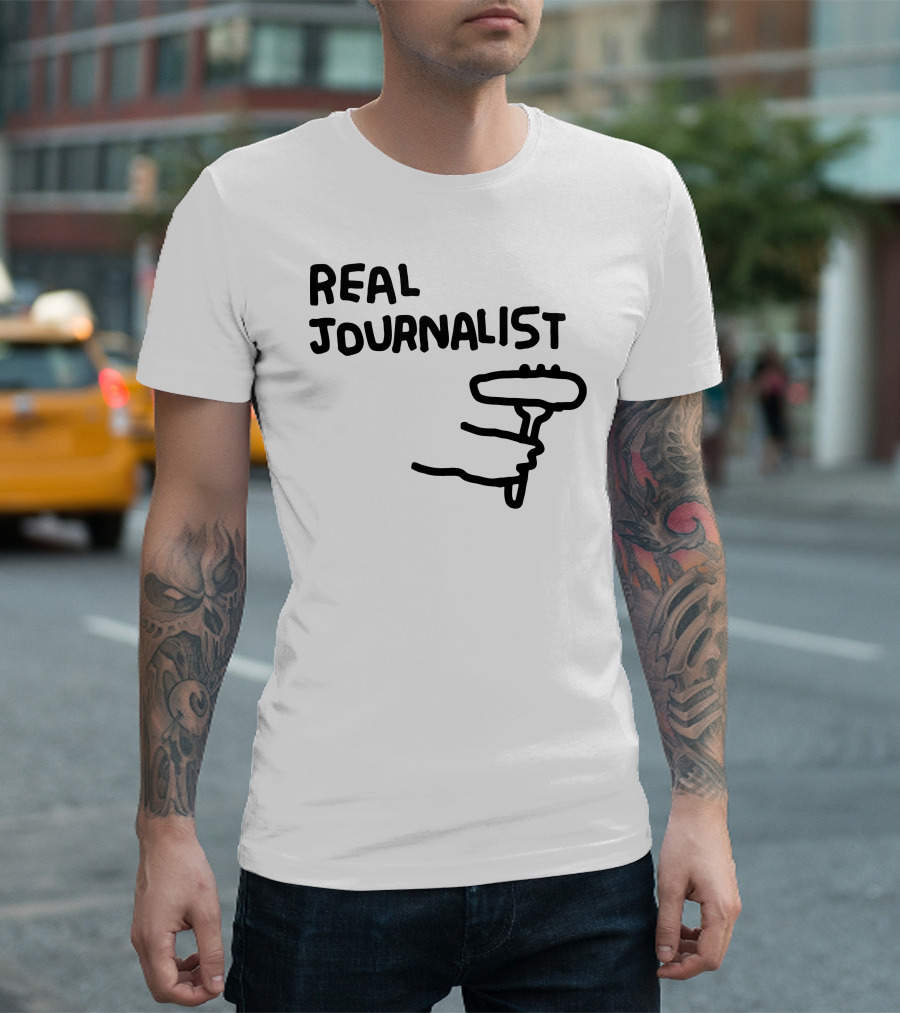 Real Journalist Microphone Holder Sketch T-Shirt