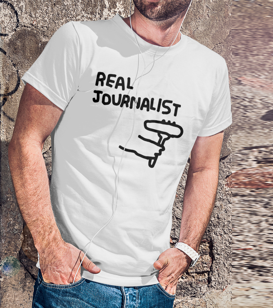 Real Journalist Microphone Holder Sketch T-Shirt