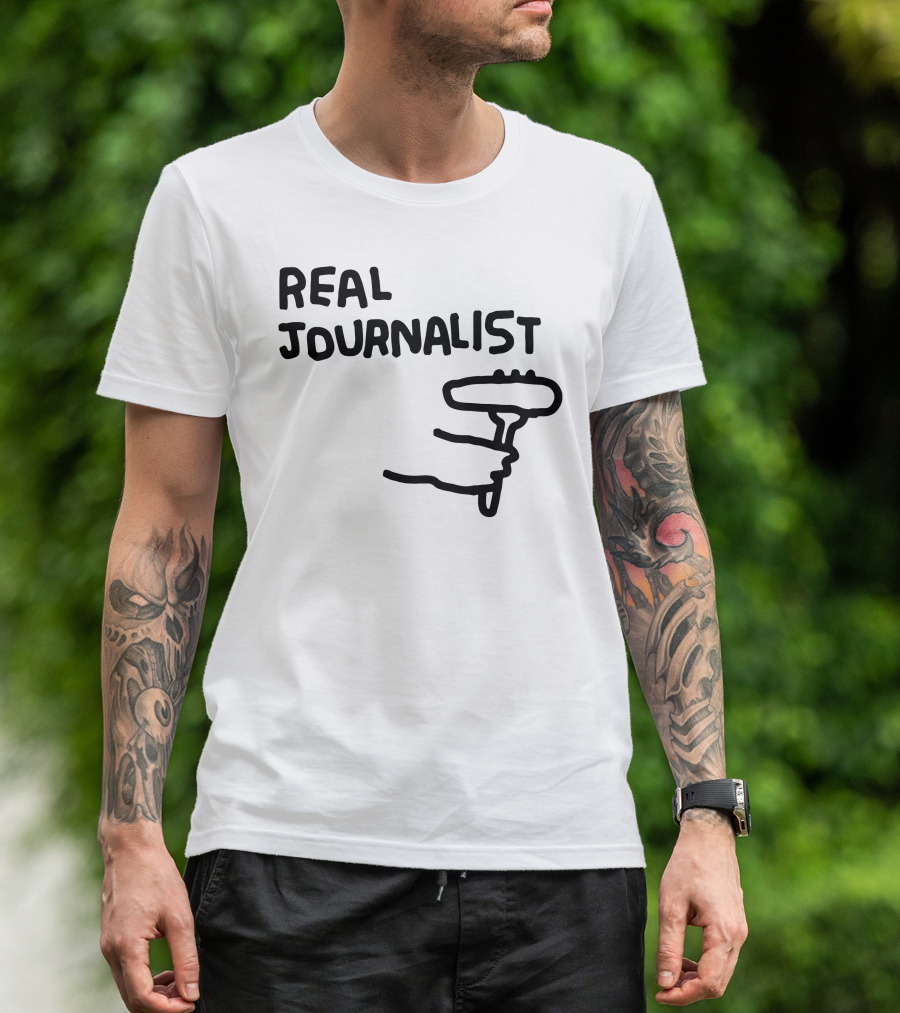 Real Journalist Microphone Holder Sketch T-Shirt