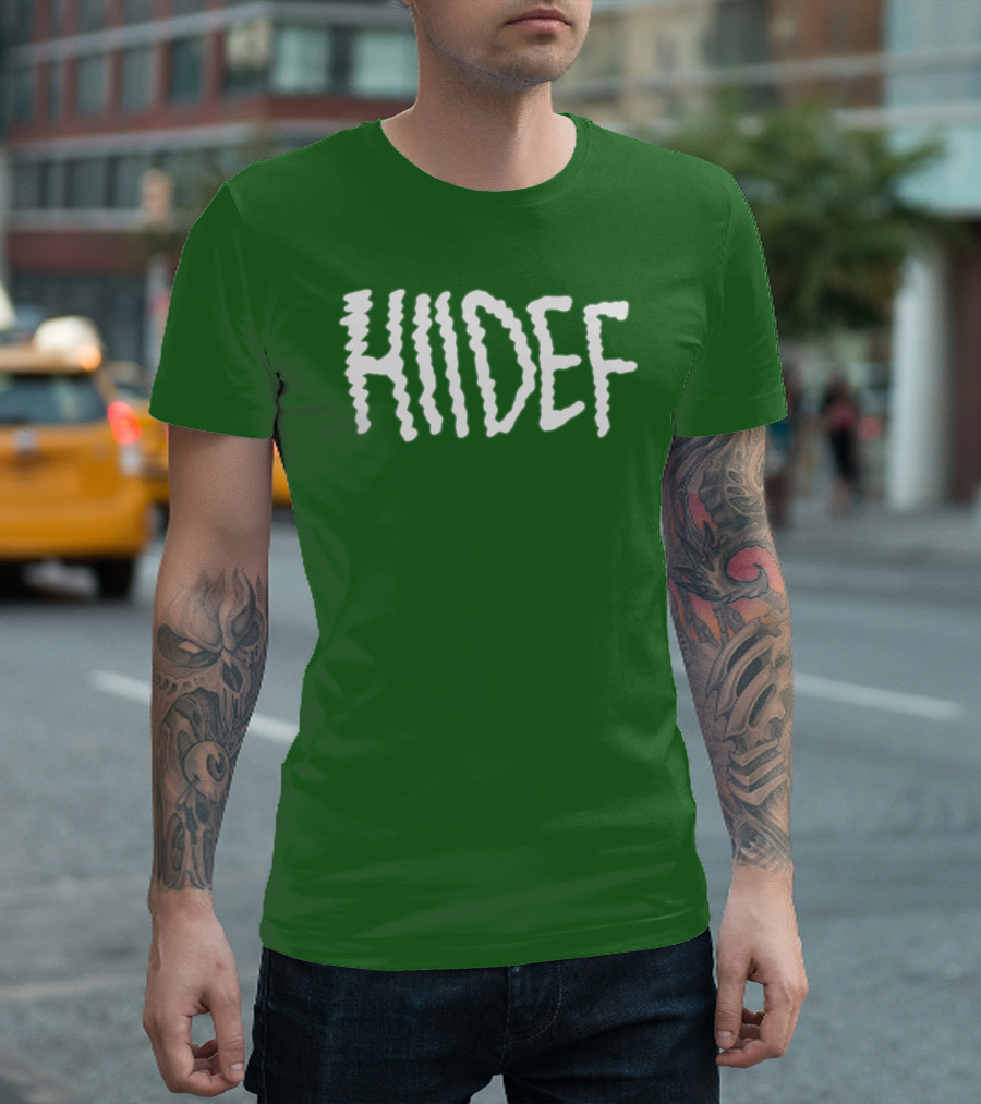 Hdi Hiidef White Text On Green Background T-Shirt