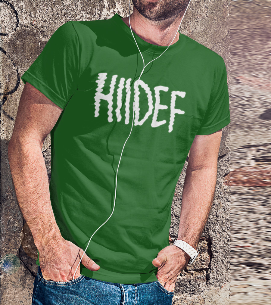 Hdi Hiidef White Text On Green Background T-Shirt