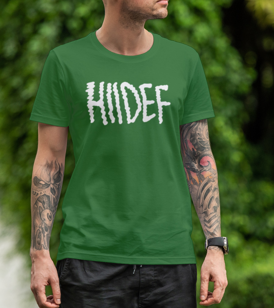 Hdi Hiidef White Text On Green Background T-Shirt