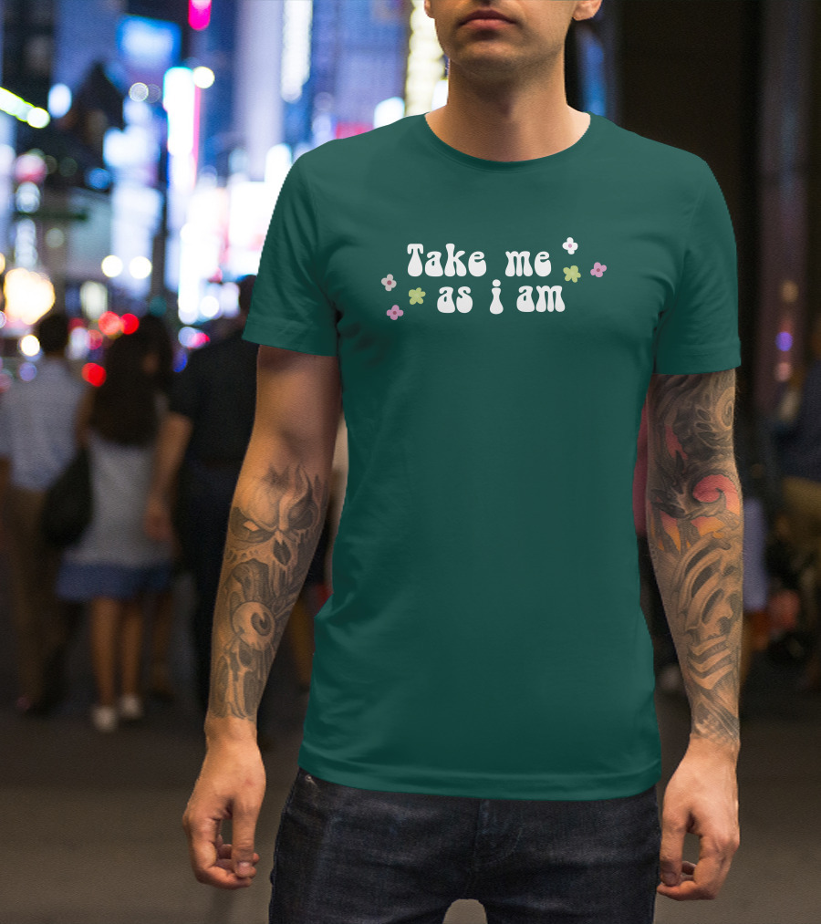 Take Me As I Am Flower Motif T-Shirt