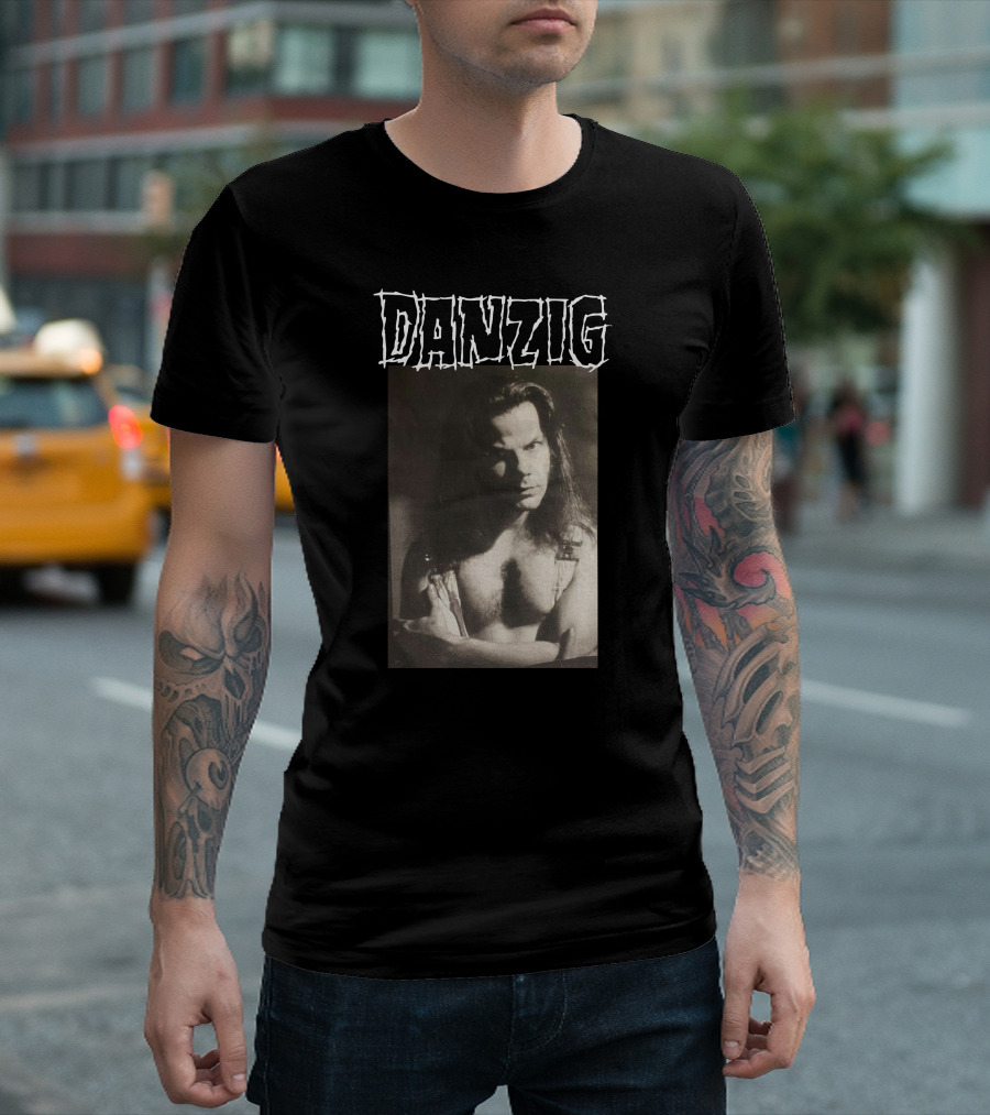 Danzig Glenn Danzig Evil Muscular Black And White Photo T-Shirt