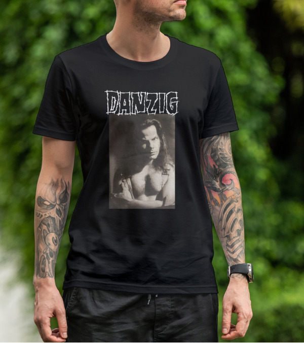 Danzig Glenn Danzig Evil Muscular Black And White Photo T-Shirt