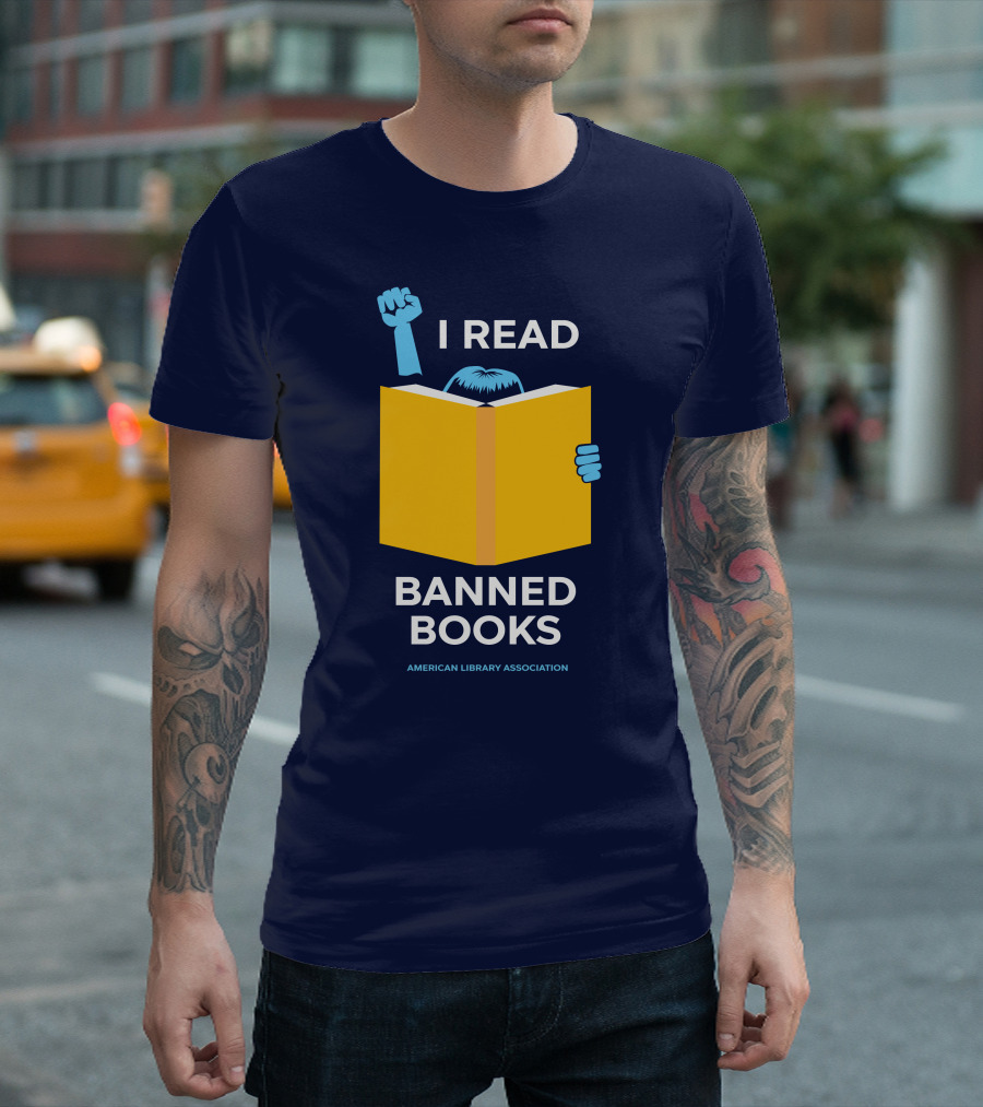 I Read Banned Books Yellow Book Fist American Library Association T-Shirt