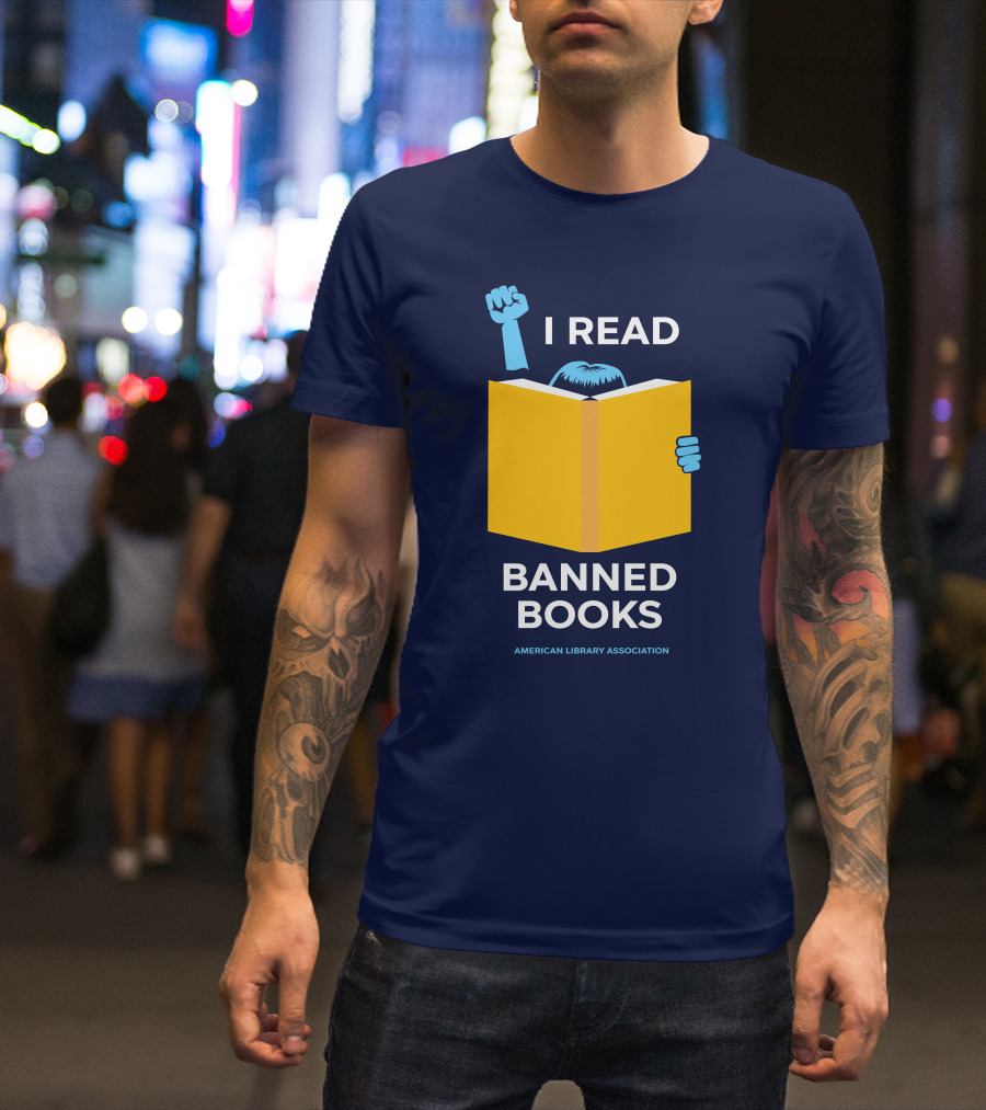 I Read Banned Books Yellow Book Fist American Library Association T-Shirt