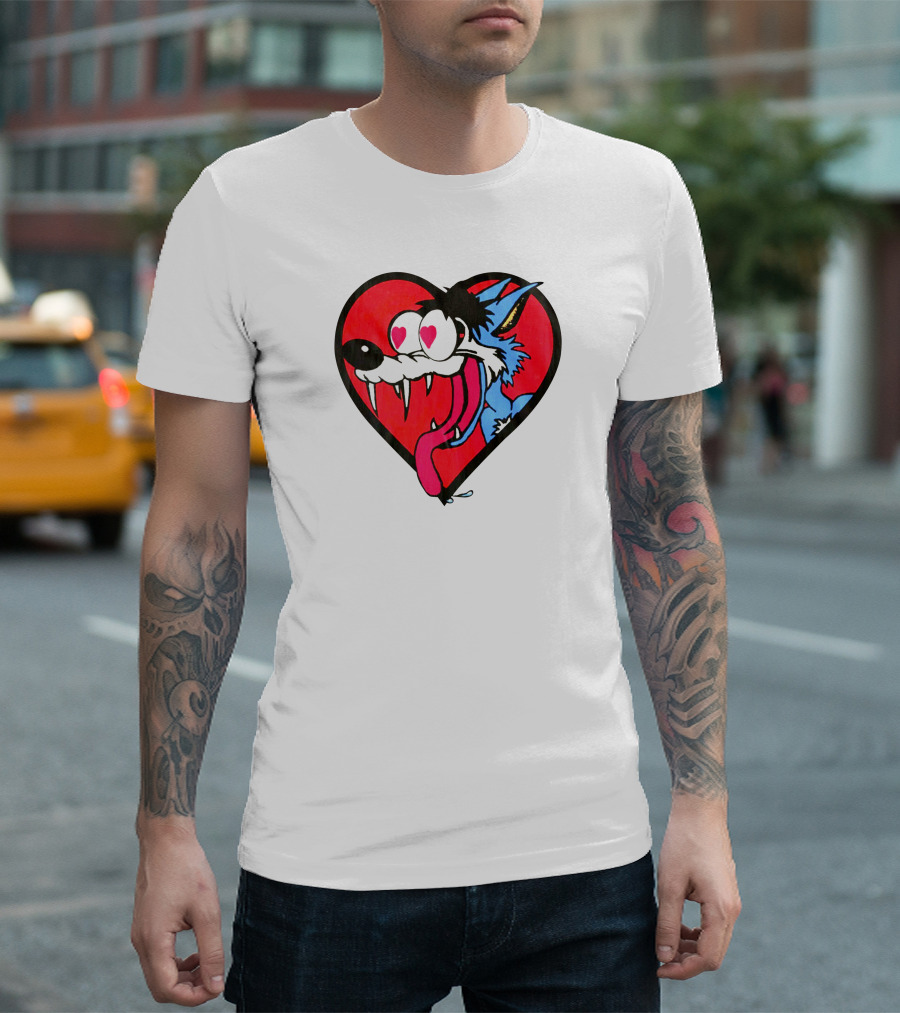 The Jesus Lizard Idiot Heart-Eyed Cartoon Wolf T-Shirt