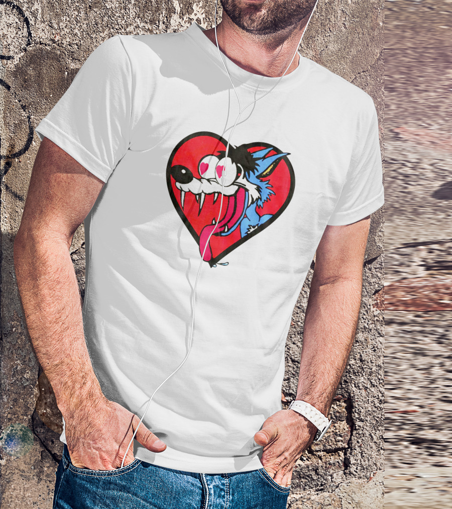 The Jesus Lizard Idiot Heart-Eyed Cartoon Wolf T-Shirt