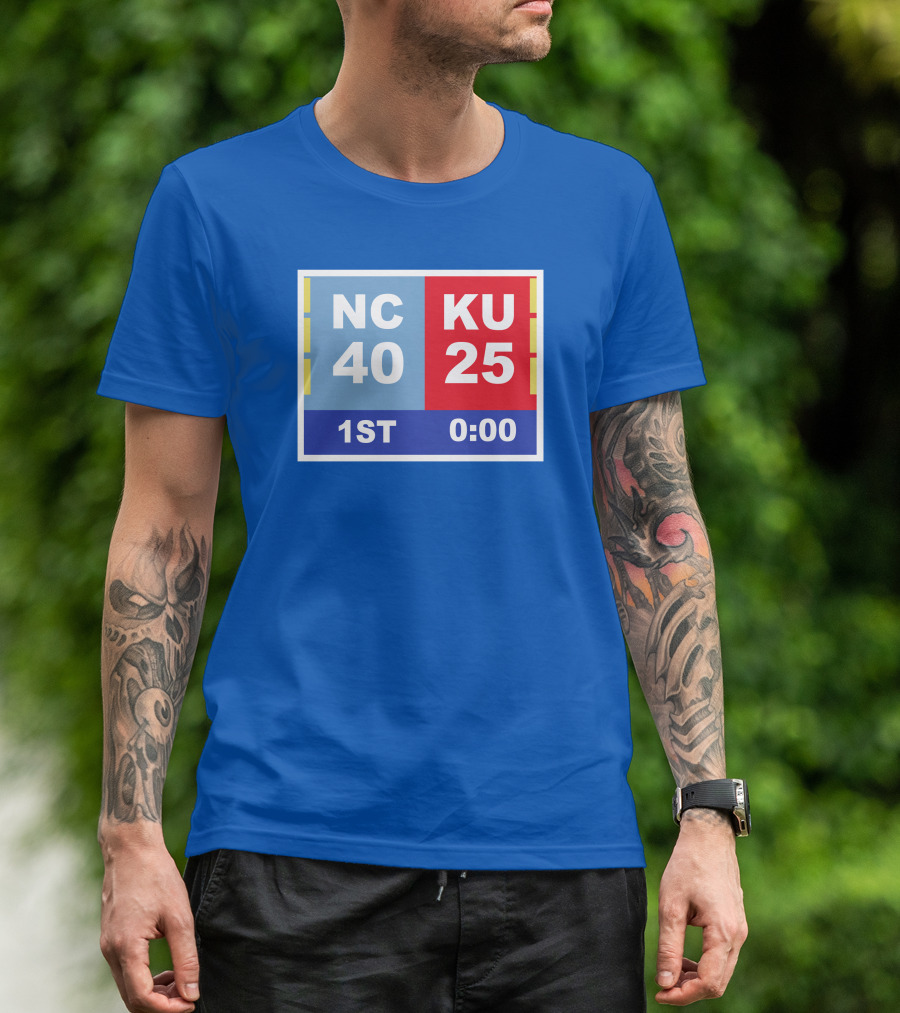 NC 40 KU 25 Scoreboard 1st Half 0:00 Classic Ks Comeback T-Shirt
