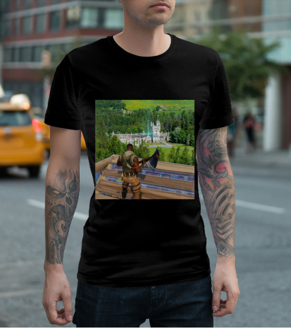 Queen Elizabeth Reboot Card Fortnite Player Landscape Castle Scene T-Shirt