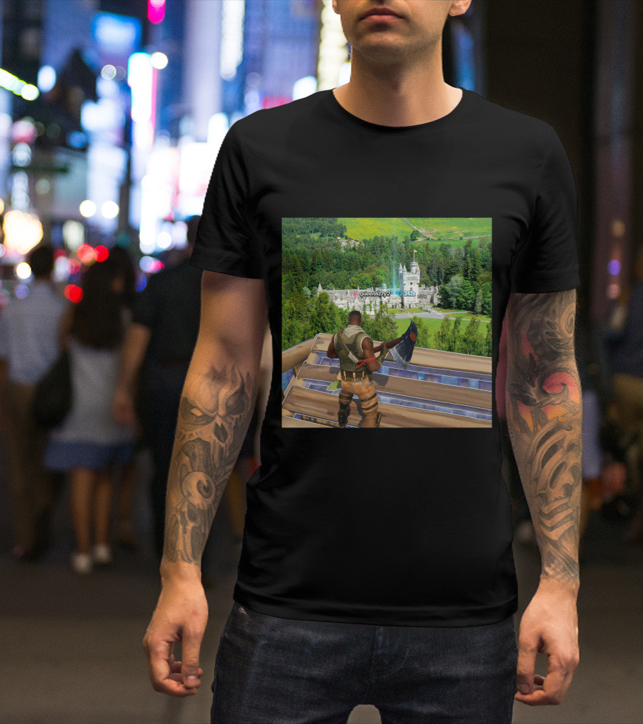 Queen Elizabeth Reboot Card Fortnite Player Landscape Castle Scene T-Shirt