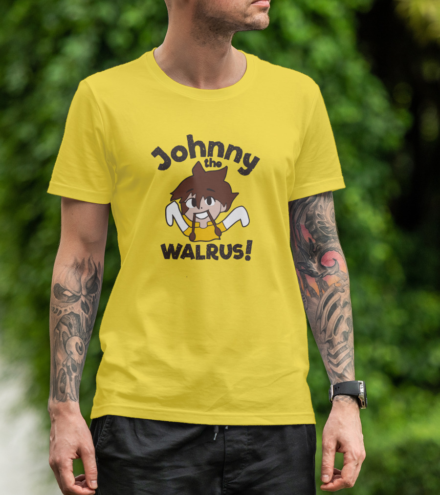 Johnny The Walrus Daily Wire Cartoon Character Yellow Background T-Shirt