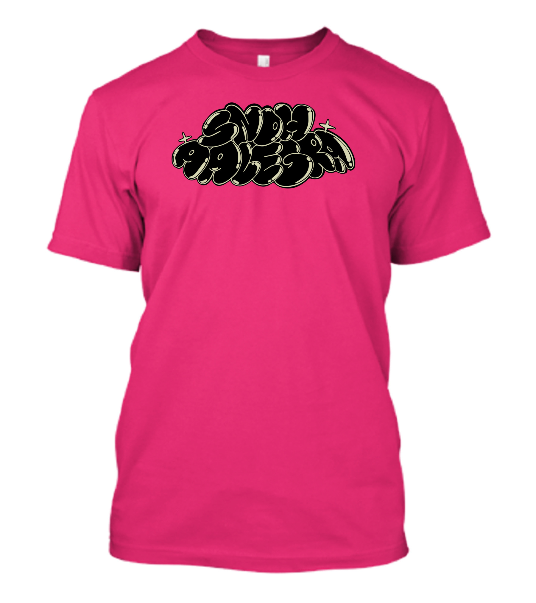 Snoh Aalegra Bold Bubble Lettering On Bright Pink Background T-Shirt