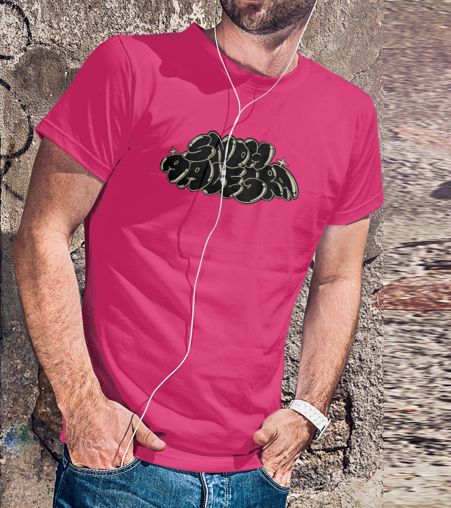 Snoh Aalegra Bold Bubble Lettering On Bright Pink Background T-Shirt