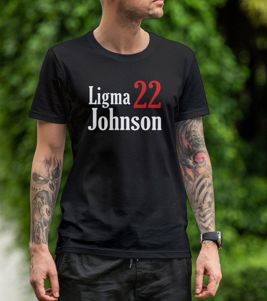 Ligma Johnson 22 Typography Bold Red White T-Shirt