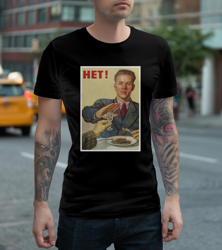 Stratonaut Shop Nyet Soviet Era Propaganda Poster Style HET Soviet Realism T-Shirt