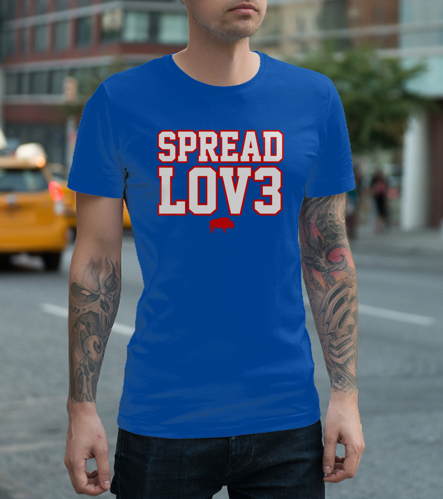Spread Lov3 Buffalo Red Outline With Buffalo T-Shirt