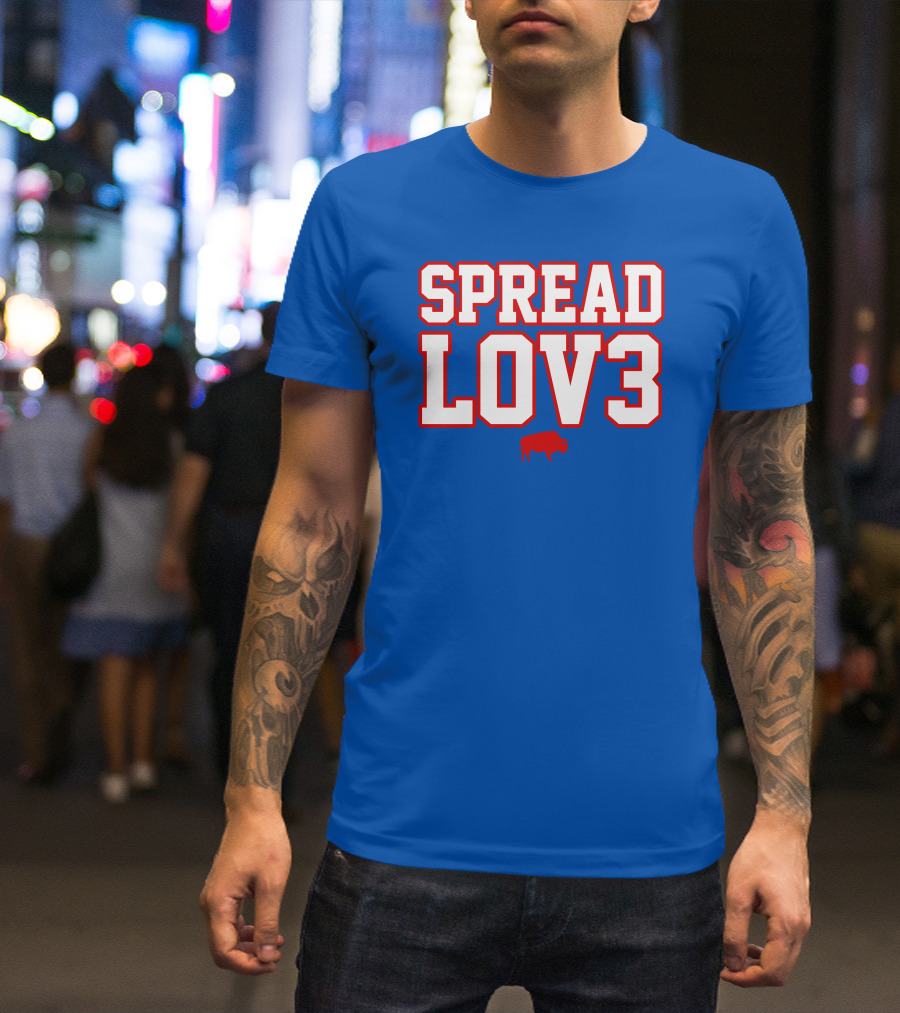 Spread Lov3 Buffalo Red Outline With Buffalo T-Shirt