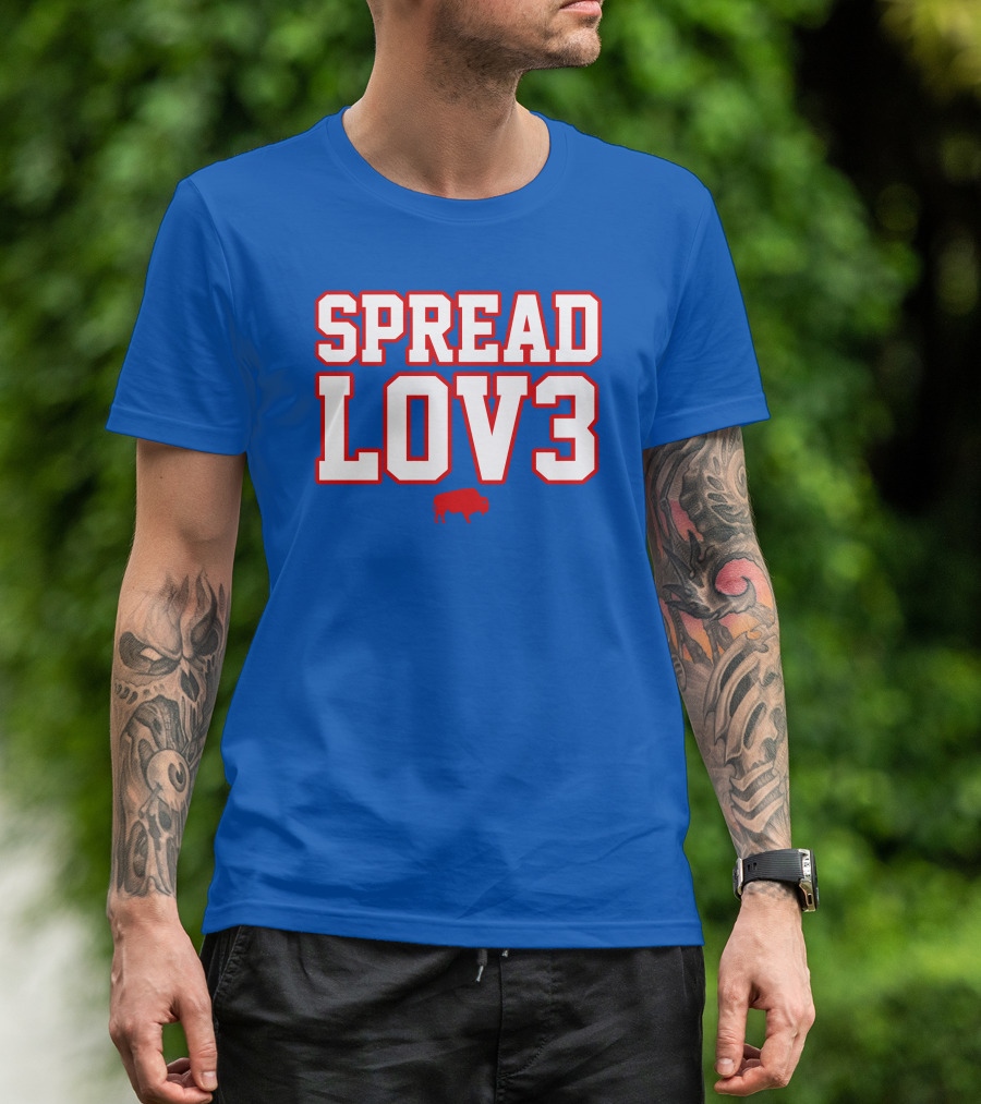 Spread Lov3 Buffalo Red Outline With Buffalo T-Shirt