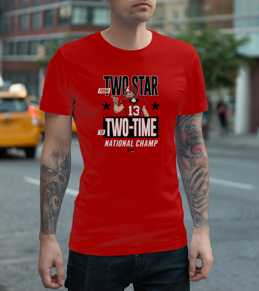 From Two Star To Two-Time National Champ Football Player Number 13 T-Shirt