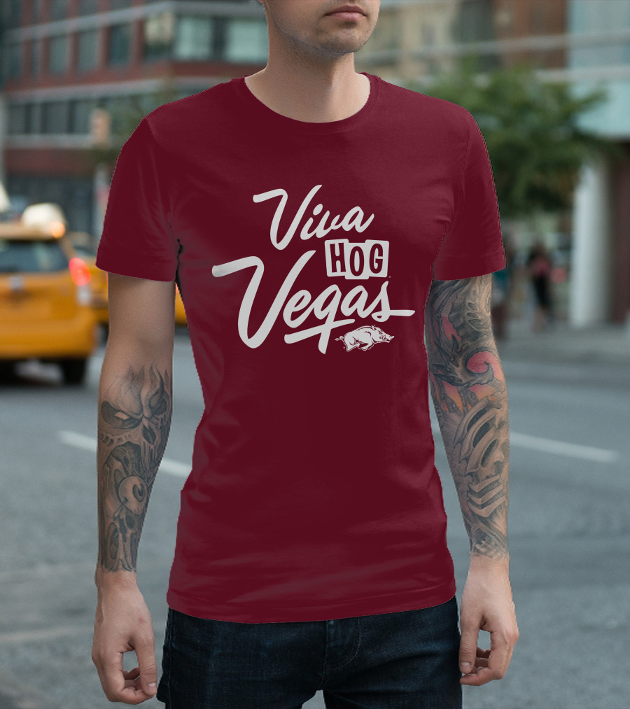 Viva Hog Vegas Arkansas Razorbacks Inspired Pig T-Shirt