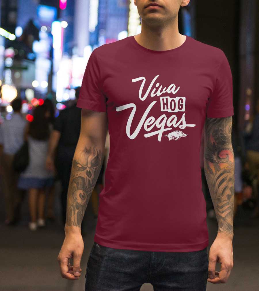 Viva Hog Vegas Arkansas Razorbacks Inspired Pig T-Shirt