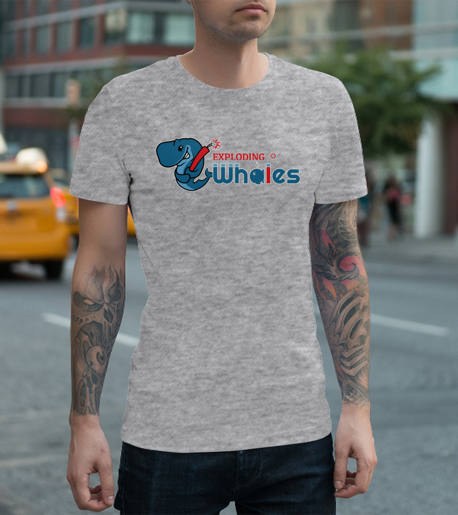 Eugene Emeralds Exploding Whales Whale Holding Dynamite T-Shirt