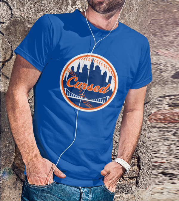 Cursed Mets Baseball Skyline Bridge T-Shirt