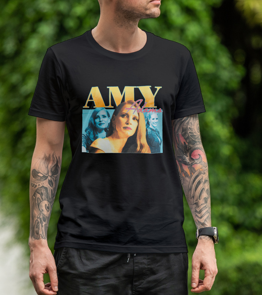 AMY Adams Multicolor Portrait Montage With Retro Script T-Shirt
