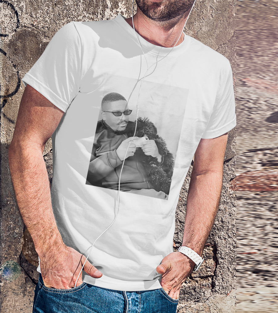 Father's Tiny Shades Relaxing With Pet On Couch T-Shirt