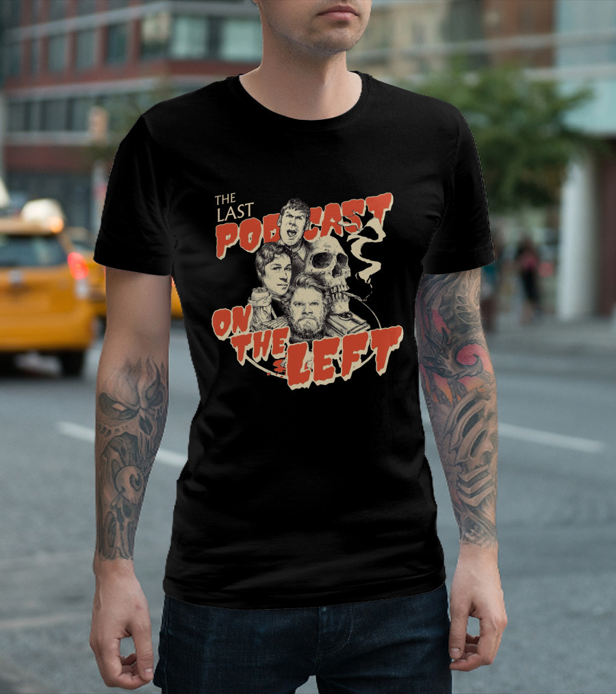 The Last Podcast On The Left Classic Logo With Illustrations And Skull T-Shirt