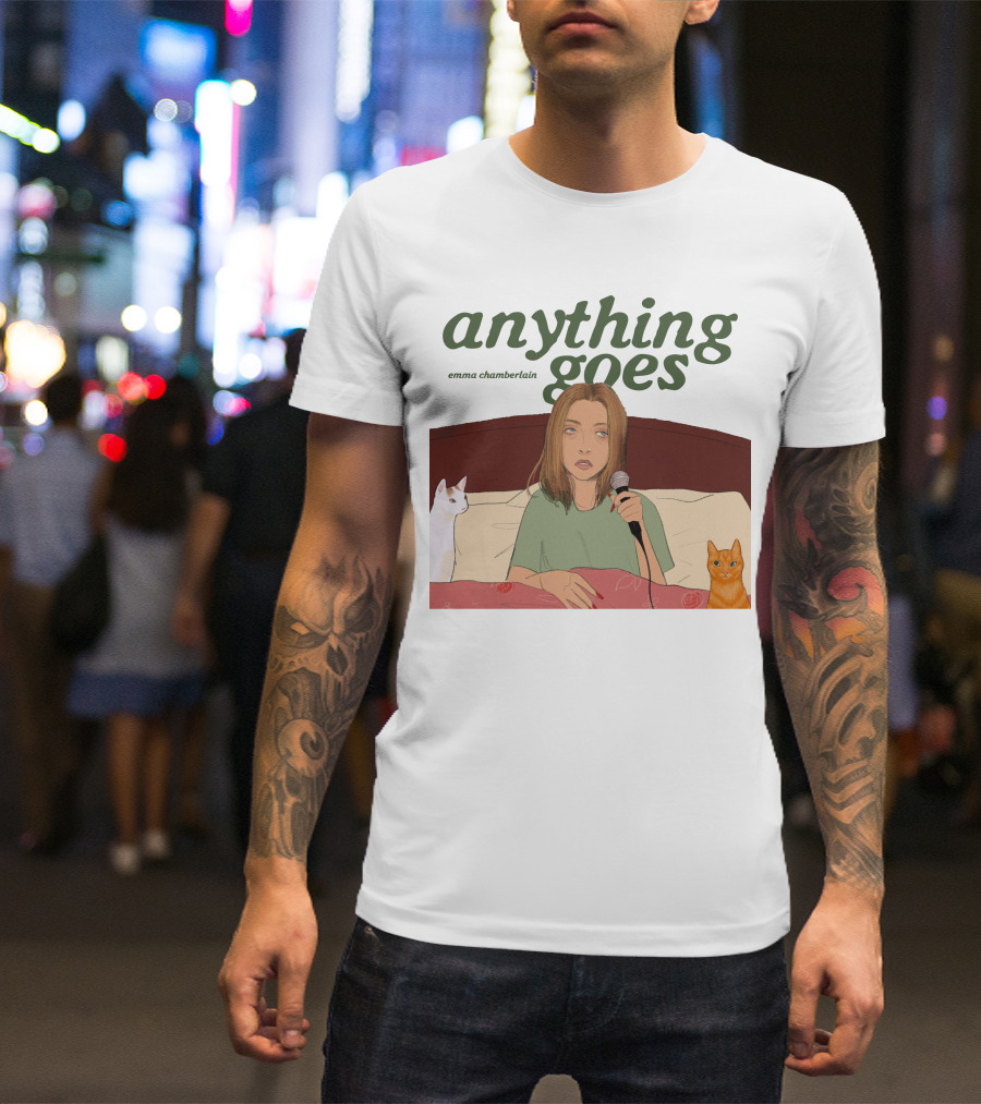 Anything Goes Emma Chamberlain Cats Microphone T-Shirt