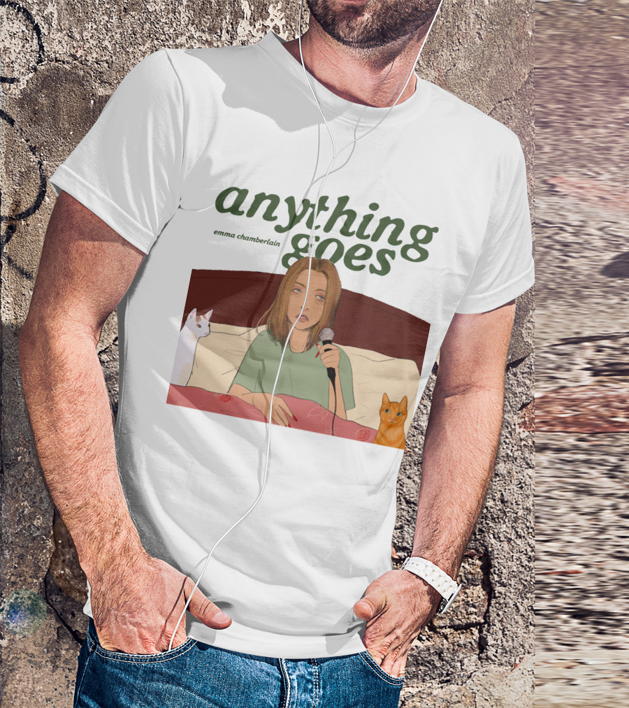 Anything Goes Emma Chamberlain Cats Microphone T-Shirt