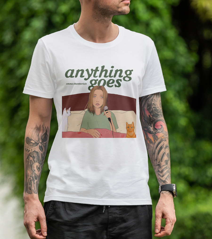 Anything Goes Emma Chamberlain Cats Microphone T-Shirt
