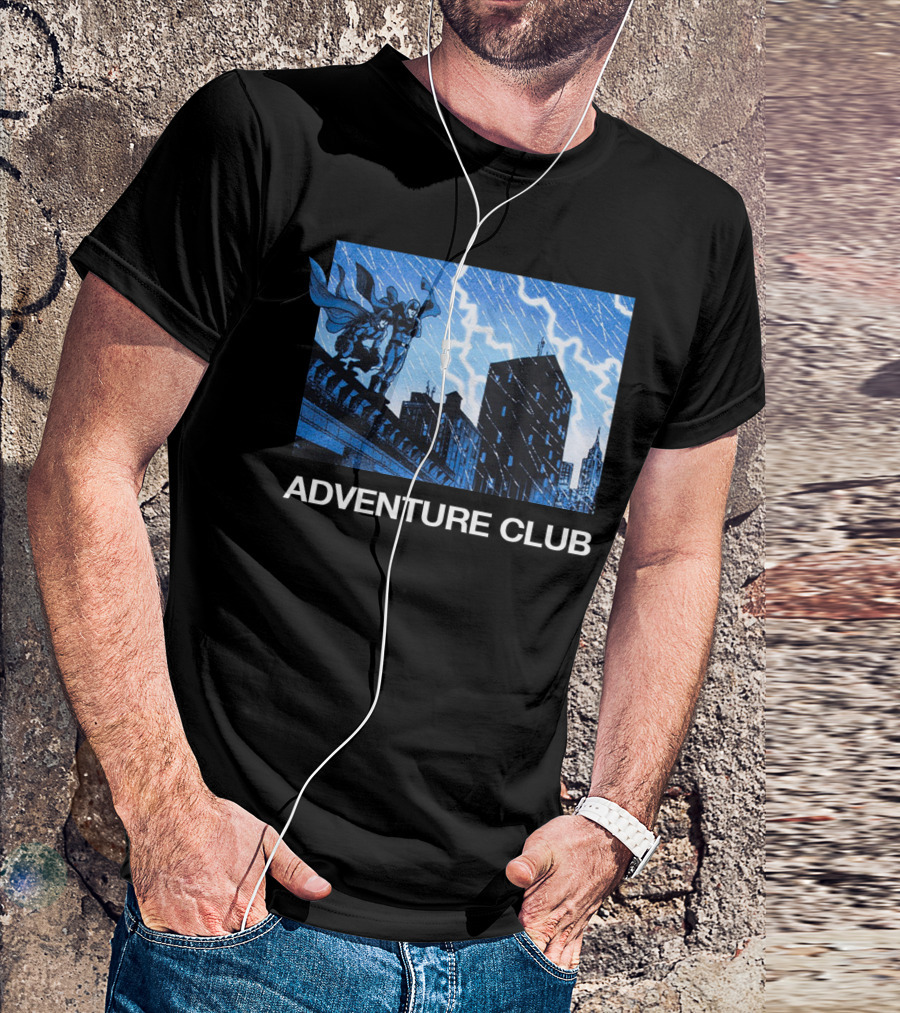 ADVENTURE CLUB Cityscape Superhero Lightning Scene T-Shirt